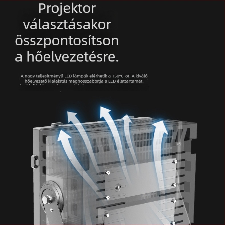200W kültéri LED fényvető, IP66 vízálló, 360 LED, 5000 lm, ipari/építési világítás