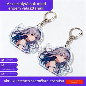 Akril kulcstartó - testre szabható iskola- és városnévvel, kultúrális kreatív autókulcs medál, anime sztár kiegészítő