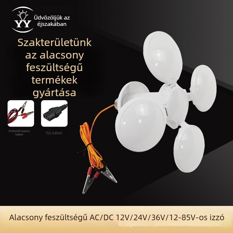 LED futball alakú lámpa, 12V, összecsukható kültéri vészvilágítás