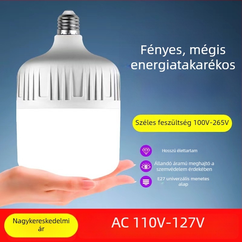 LED izzó, E27 foglalat, széles feszültségtartomány 85-265V, bányászati lámpa, nagy fényerő, energiatakarékos
