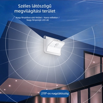 Napelemes falikar mozgásérzékelővel folyosóra – energiatakarékos, IP44, ABS+PC, fehér fény