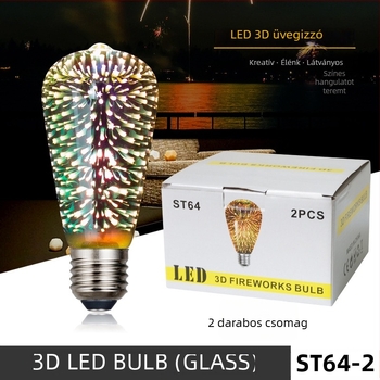 LED3D tűzijáték izzó, E27, ST64, dekoratív üveg gömb karácsonyi hangulathoz