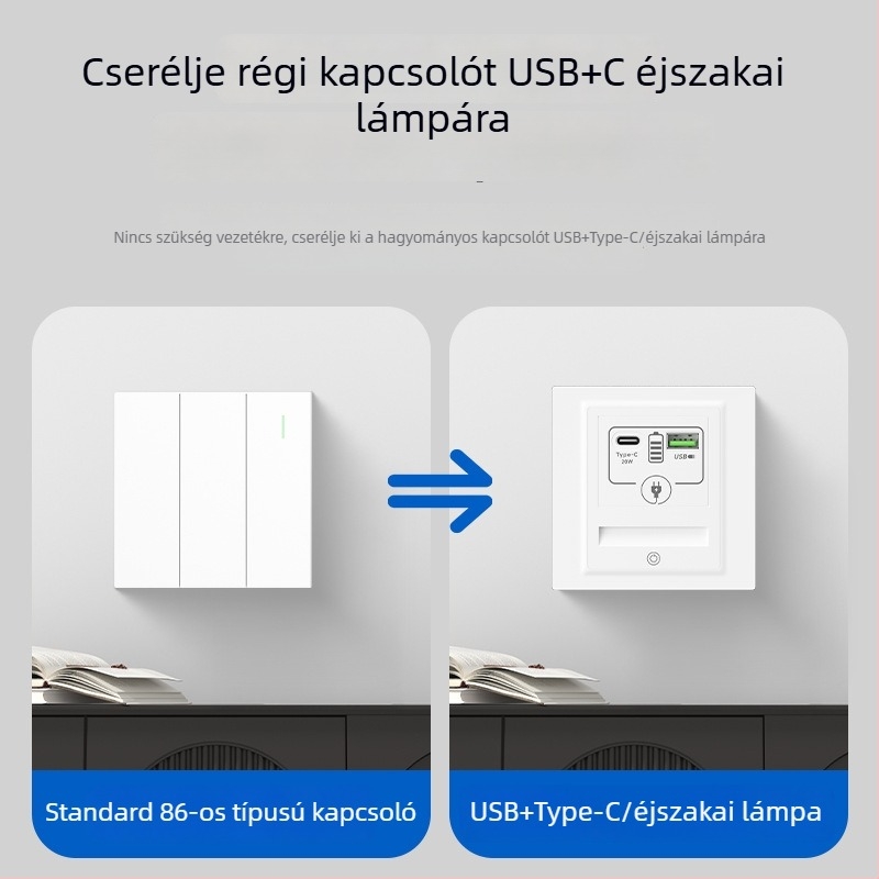 LED éjszakai lámpa ötlyukú aljzattal és mozgásérzékelővel, lépcsőházhoz, folyosóhoz, hálószobához és az ágy mellett