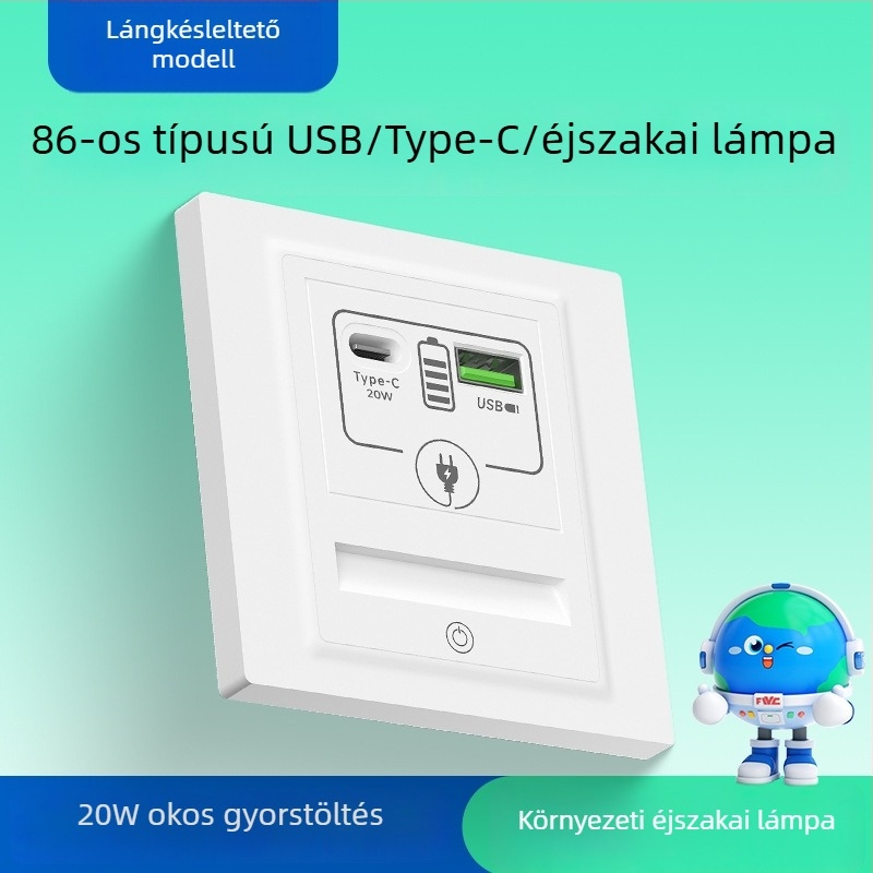 LED éjszakai lámpa ötlyukú aljzattal és mozgásérzékelővel, lépcsőházhoz, folyosóhoz, hálószobához és az ágy mellett