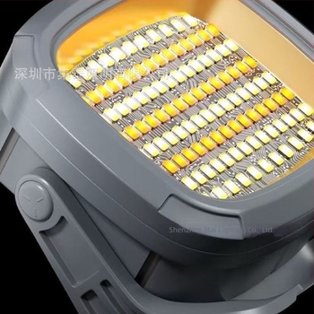 LED-es kültéri kemping lámpa, újratölthető — reflektor több fényforrással és vészfény funkcióval