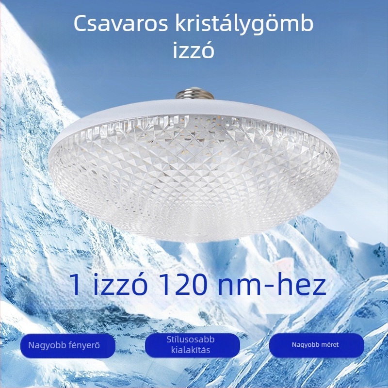 Hálószobai LED lámpa E27-es foglalattal, kettős színű dimmelés, energiatakarékos kristálygömb