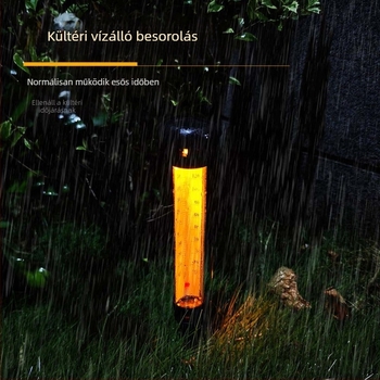 Napelemes gyeplámpa hőmérővel, dekoratív kert LED világítás, vízálló, automatikusan világít sötétedéskor