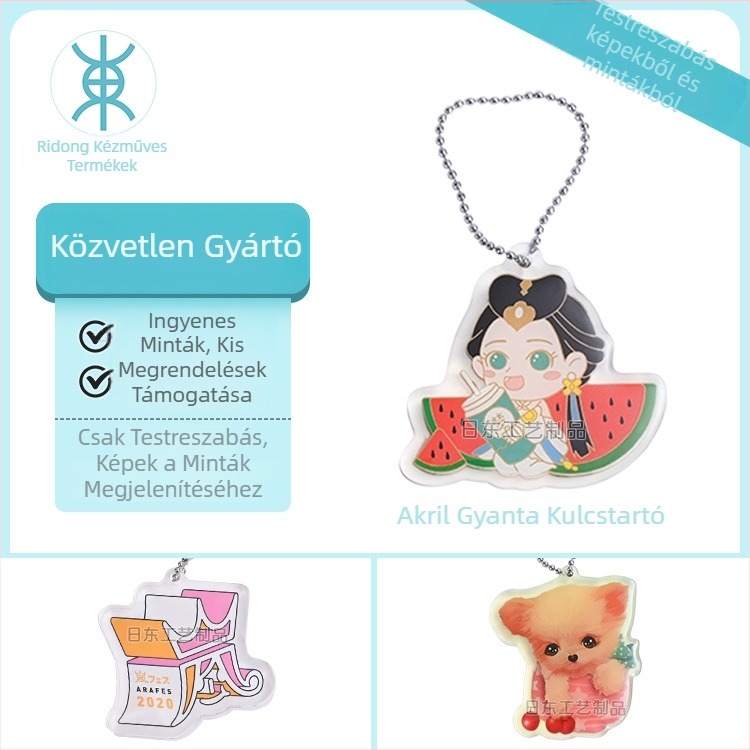 Rishandong akril kulcstartó DIY, kétoldalas nyomtatással, medál