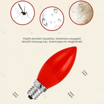 LED Isten Gazdagság gyertyaizzó, piros, E12-es foglalat, otthoni oltárhoz és szentélyhez, hosszú élettartamú