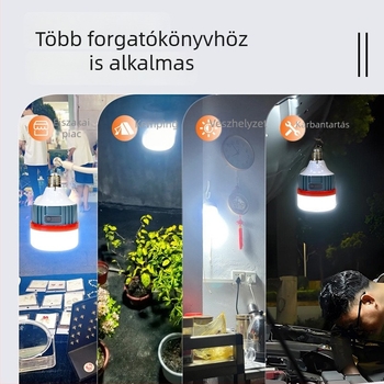 Kinyúló, újratölthető LED izzó E27-es foglalattal — vészvilágítás otthon és szabadtéri kempingezéshez