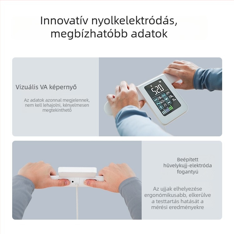 Intelligens nyolcélektródás testzsír mérleg, alkalmazással való kapcsolat, testösszetétel mérése, hordozható digitális mérleg
