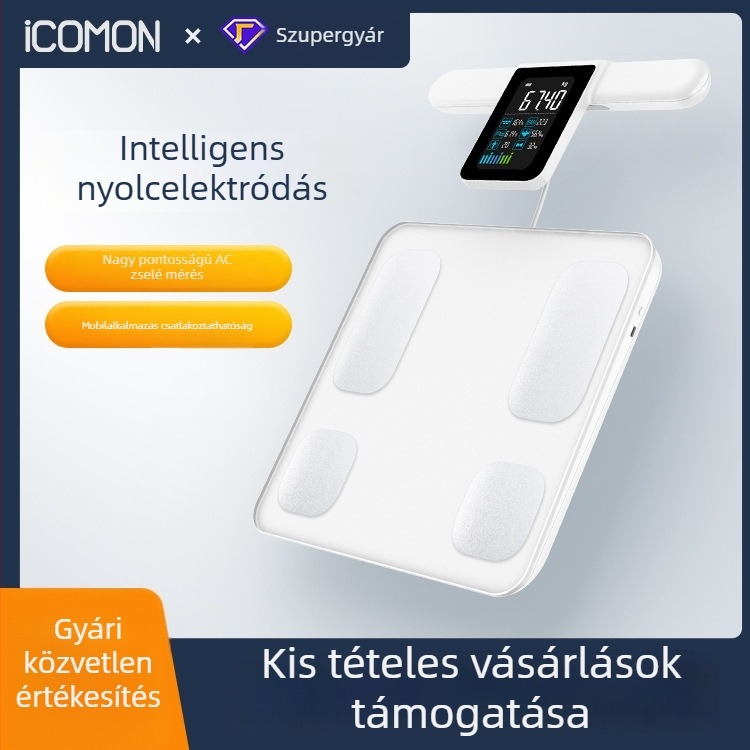 Intelligens nyolcélektródás testzsír mérleg, alkalmazással való kapcsolat, testösszetétel mérése, hordozható digitális mérleg