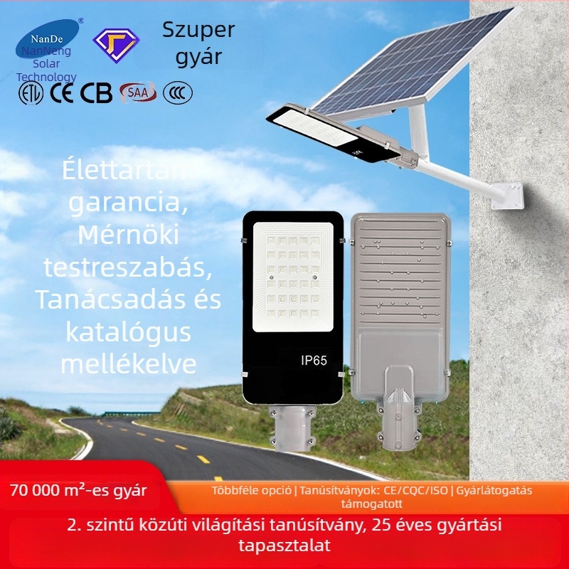 Fali szerelésű napelemes utcai lámpa vidéki udvarokra és kültéri önkormányzati projektekhez