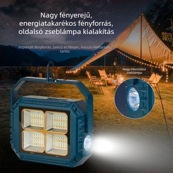 Napelemes kültéri kempinglámpa LED-del, otthoni vészvilágítás, retro stílus, IP66, erős fény