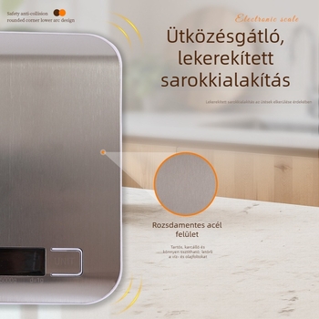 Konyhai, rozsdamentes acélból készült, vízálló digitális mérleg otthoni használatra, kompakt grammmérleg élelmiszerekhez és sütéshez