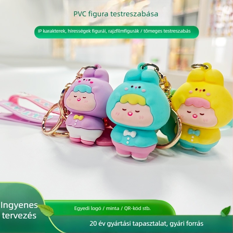 Személyre szabható PVC kulcstartó epoxigyantából készült 3D karikatúra figura