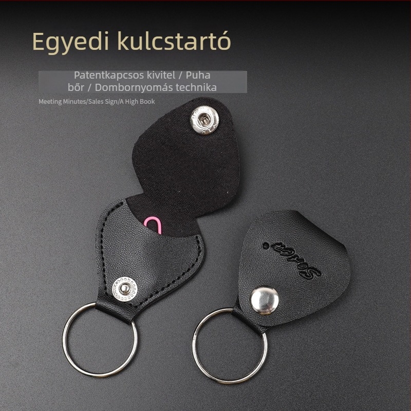 PU bőrből készült kulcstartó logó nyomtatással, snap-zárás, autó kulcstartó, kreatív tervezés
