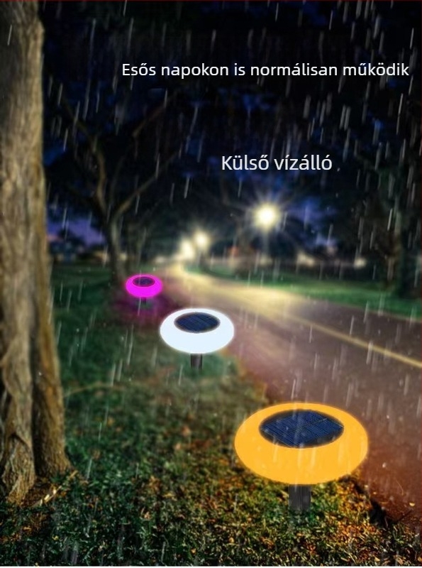 Napelemes kerti LED lámpa, vízálló, rendkívül fényes, színváltós, földbe süllyeszthető dekoratív lámpa
