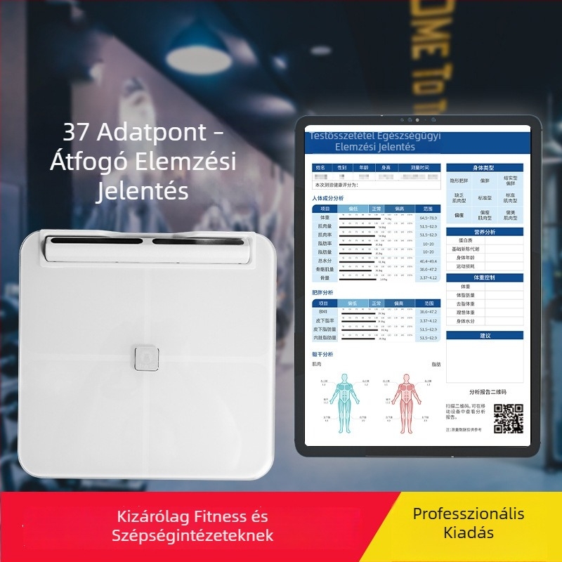 Nyolc elektródos testzsírmérő – otthoni használatra, pontos zsírmérés és testösszetétel, Bluetooth