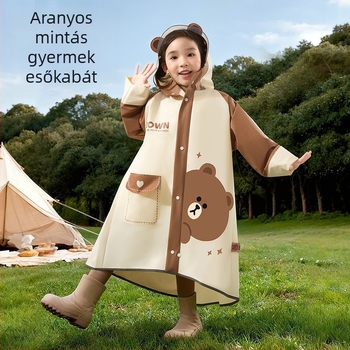 Iskolai gyerek esőponcsó, hosszú fazon, teljes testvédelmet nyújtó esőponcsó, általános és középiskolásoknak, hely a tornazsák számára