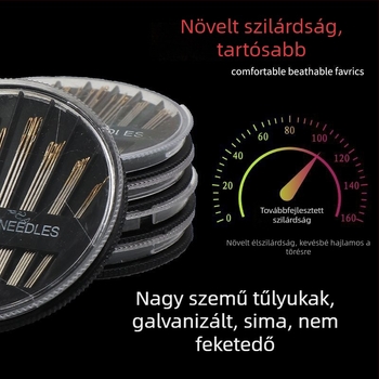 Kézi varrású tűk kettős szemmel, acél tűk arany végével, hagyományos ultra vékony varrótűk ruhákhoz, kézzel készített