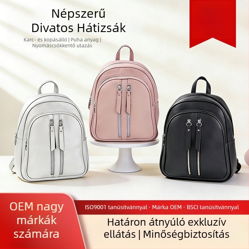 Női PU bőr bucket hátizsák, nagy kapacitású, mindennapi és utazáshoz, könnyű, városi minimalista stílus