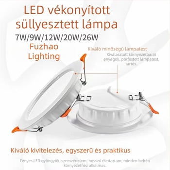 Fuzhao LED beépíthető mennyezeti downlight, rozsdamentes acél, kovácsoltvas hatás, 4–6 hüvelyk, spotlámpa