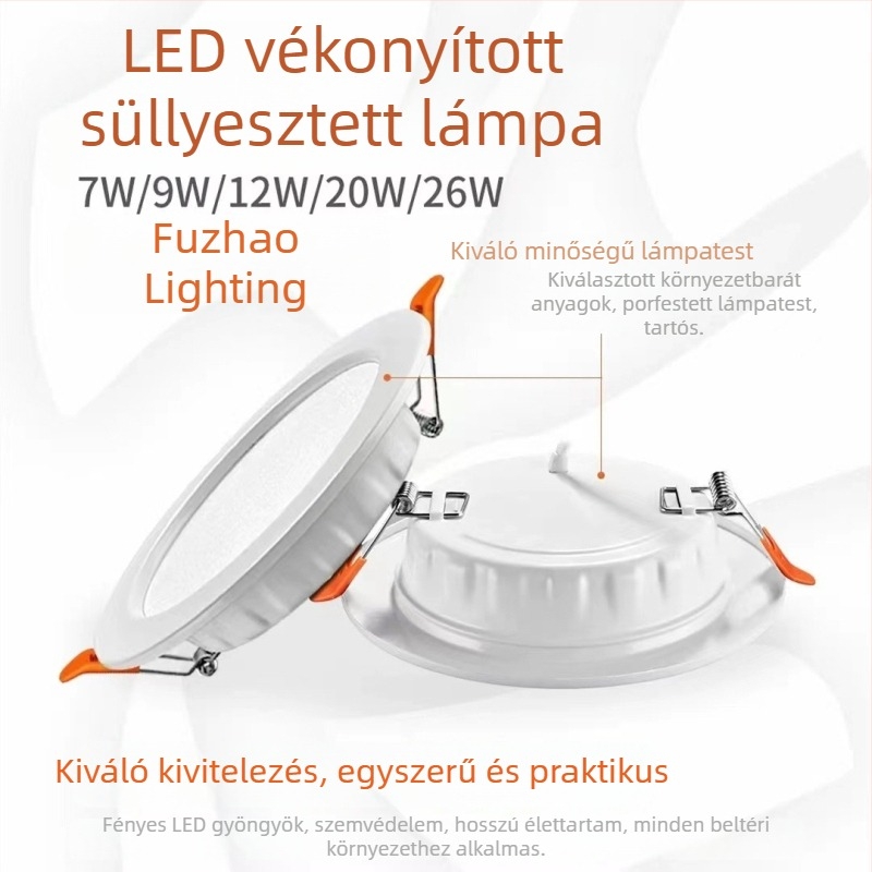 Fuzhao LED beépíthető mennyezeti downlight, rozsdamentes acél, kovácsoltvas hatás, 4–6 hüvelyk, spotlámpa
