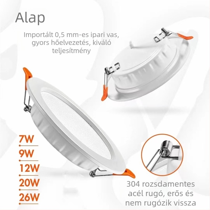 Fuzhao LED beépíthető mennyezeti downlight, rozsdamentes acél, kovácsoltvas hatás, 4–6 hüvelyk, spotlámpa
