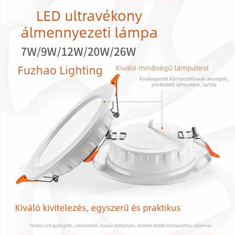 Fuzhao LED beépíthető mennyezeti downlight, rozsdamentes acél, kovácsoltvas hatás, 4–6 hüvelyk, spotlámpa