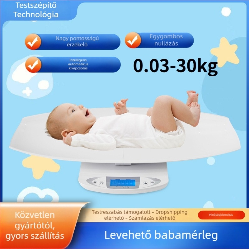 Split típusú csecsemőmérleg, 30 kg kapacitás, kórházi újszülött mérleg