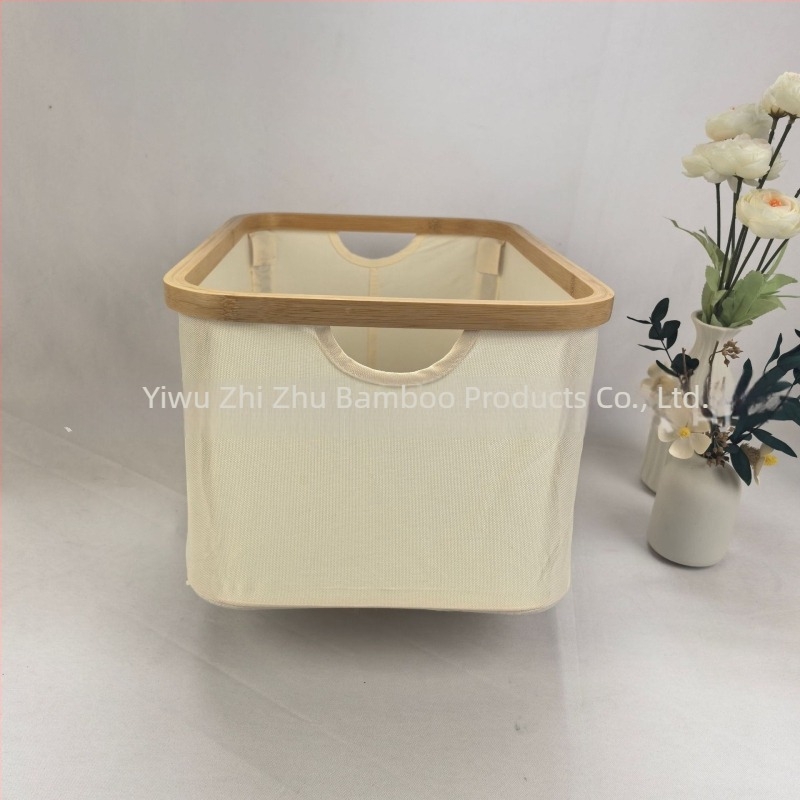 45×30×22 cm összecsukható tárolókosár bambusz és Oxford anyagból, 30 L, japán stílus