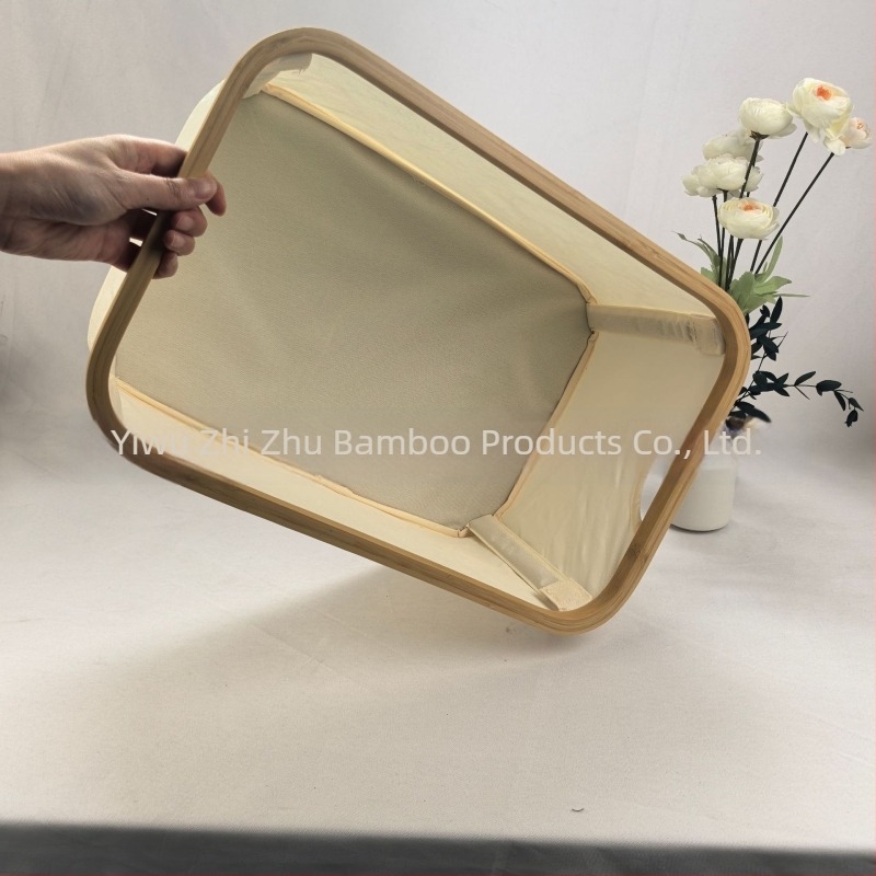 45×30×22 cm összecsukható tárolókosár bambusz és Oxford anyagból, 30 L, japán stílus