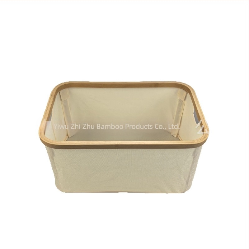45×30×22 cm összecsukható tárolókosár bambusz és Oxford anyagból, 30 L, japán stílus