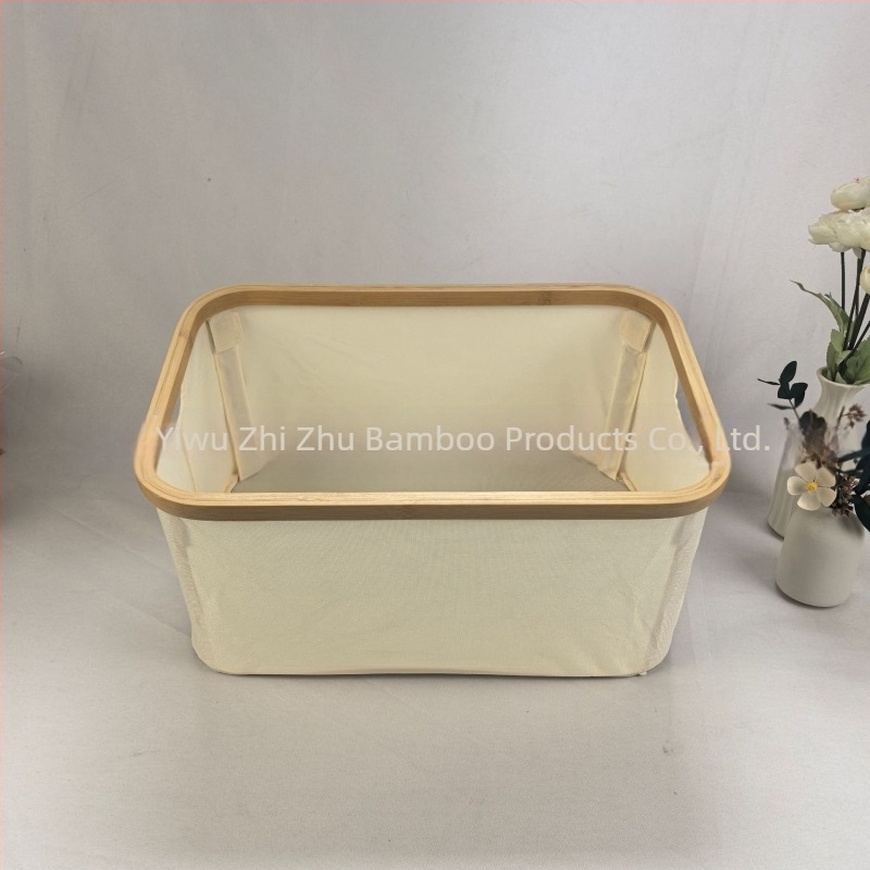 45×30×22 cm összecsukható tárolókosár bambusz és Oxford anyagból, 30 L, japán stílus