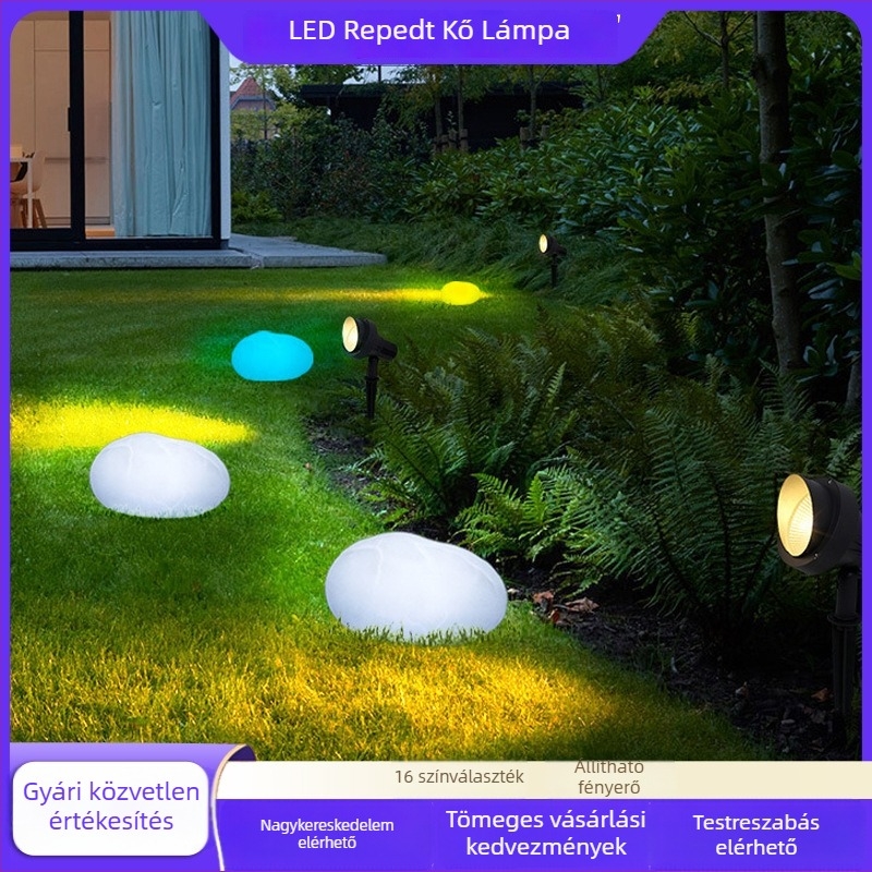 LED kő lámpa villa kertjéhez és udvarához, kültéri tájvilágítás