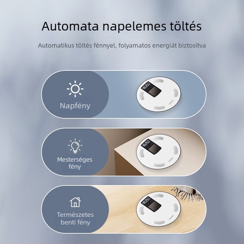 Huadi Szm005 Okos testzsír mérleg Bluetooth-kapcsolattal, háztartási digitális testmérleg, napelemes töltés