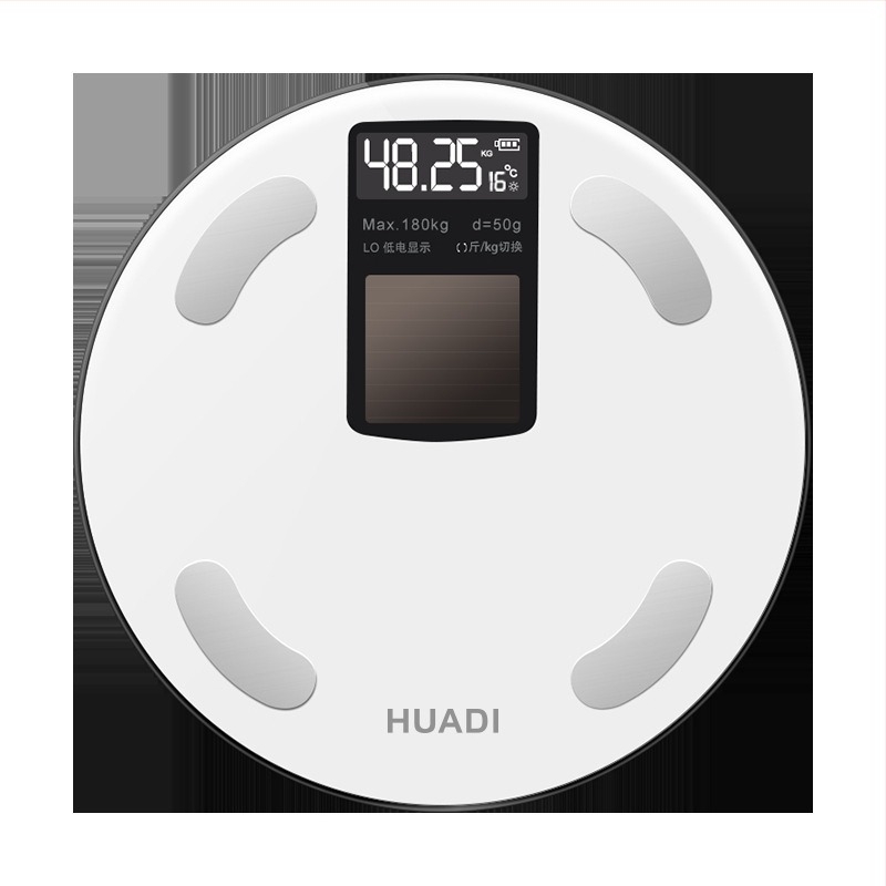 Huadi Szm005 Okos testzsír mérleg Bluetooth-kapcsolattal, háztartási digitális testmérleg, napelemes töltés