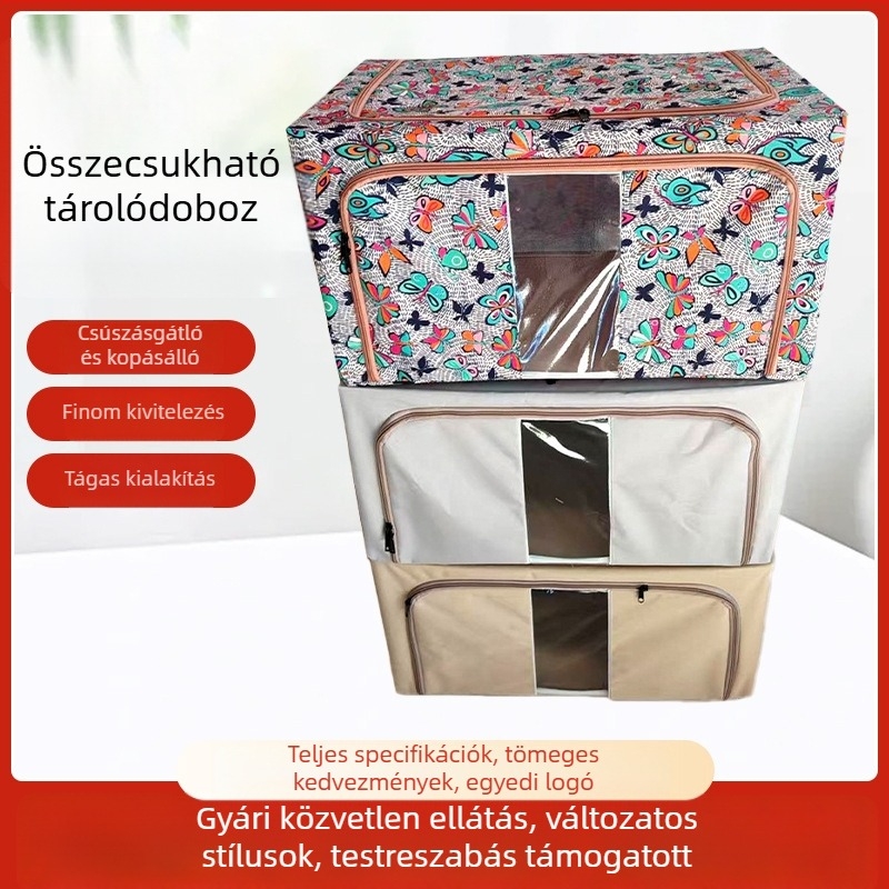 Összecsukható tároló doboz, 60 L kapacitású, 600D Oxford anyagból ruhákhoz