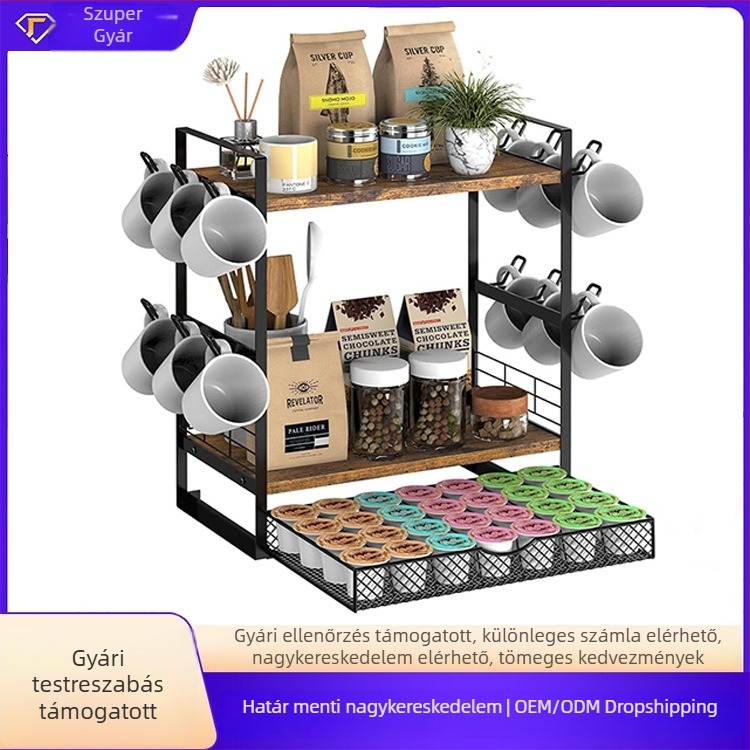 Fából készült asztali tároló K-Cup kávékapszulákhoz és hálószobai szervező