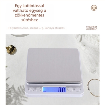 Hordozható elektronikus konyhai mérleg, pontos, rozsdamentes acélból, grammban mérve, főzéshez és sütéshez