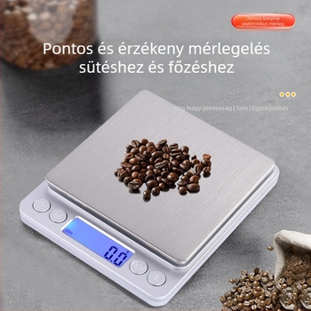 Hordozható elektronikus konyhai mérleg, pontos, rozsdamentes acélból, grammban mérve, főzéshez és sütéshez