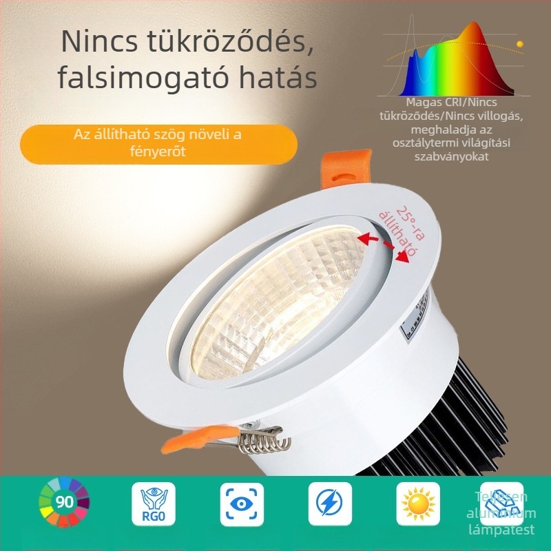 LED beépített mennyezeti lámpa – downlight kereskedelmi és lakossági terekhez, alumínium ház, 90 mm átmérő