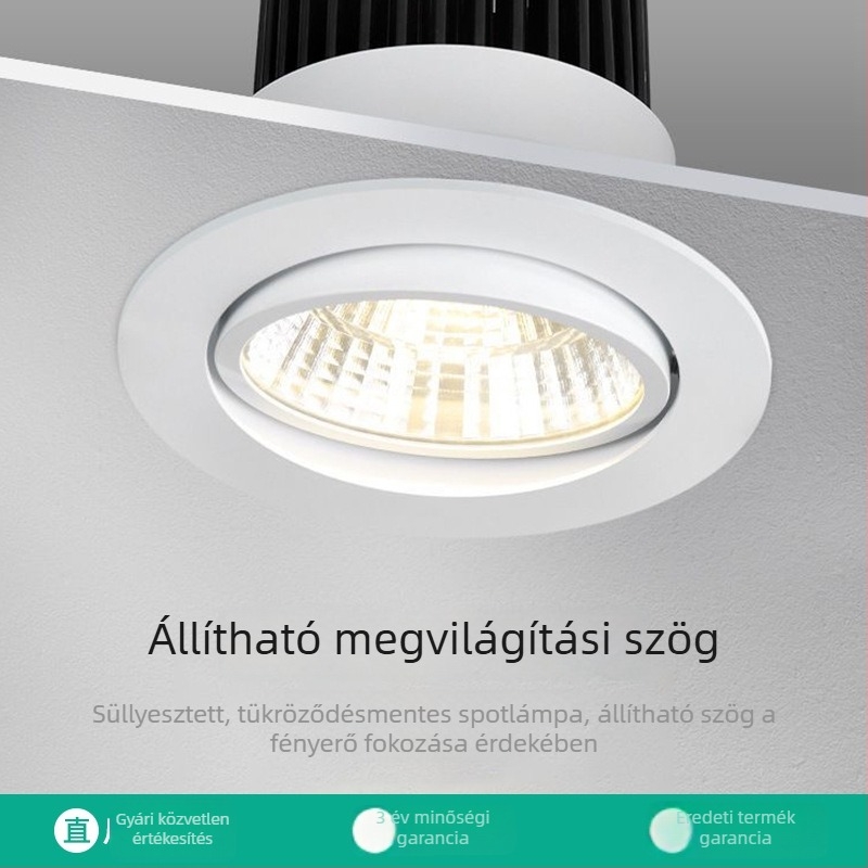 LED beépített mennyezeti lámpa – downlight kereskedelmi és lakossági terekhez, alumínium ház, 90 mm átmérő