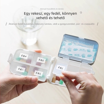 Kamijo hordozható tablettatartó, nedvességálló, egyhetes adagoláshoz, kompakt mini gyógyszeres doboz