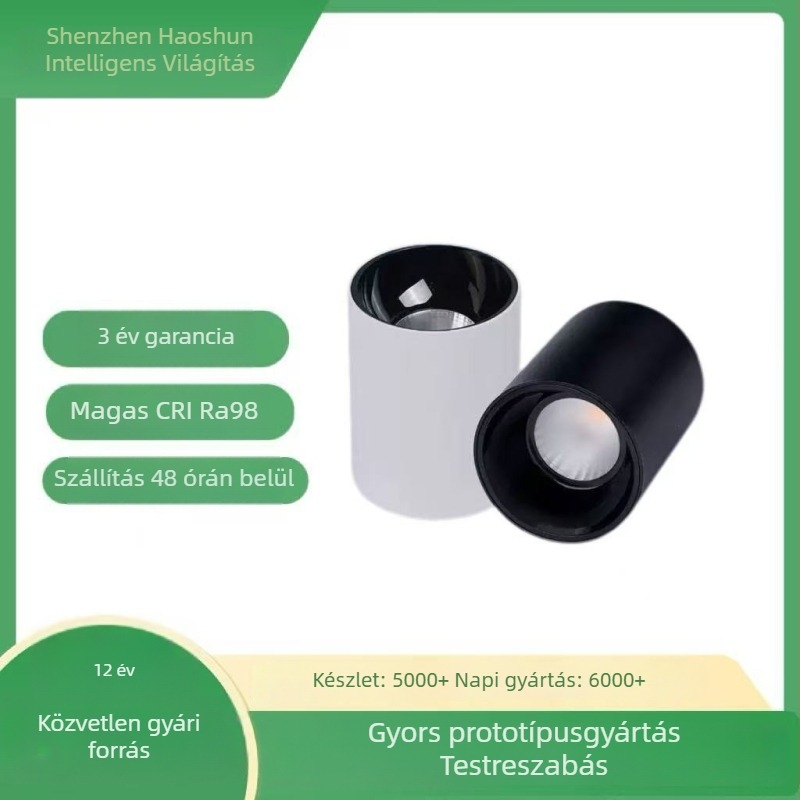 Felszínre szerelt ultra vékony LED mennyezeti downlight nappaliba, anti-glare, fúrás nélkül, teljes spektrummal