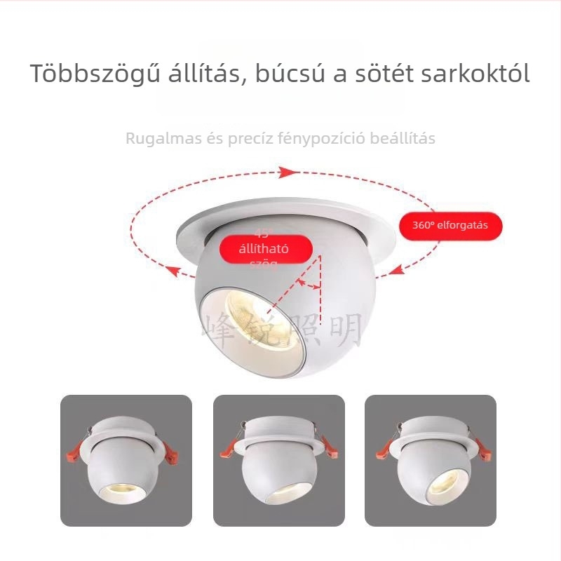 Kis domb alakú LED falikar, fal mosó világítás, teljes spektrummal, keskeny él, anti‑fénycsillapítású, beépített gömb alakú LED, magas CRI