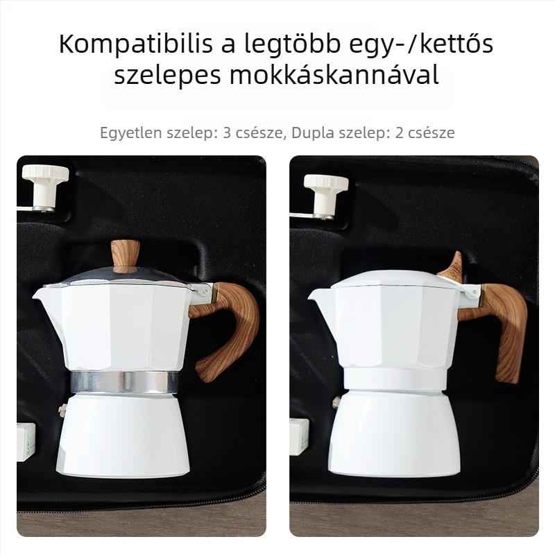 Kültéri hordozható moka üst EVA tárolóval – otthoni kávéfőző és őrlő tárolására, kempingfelszerelés