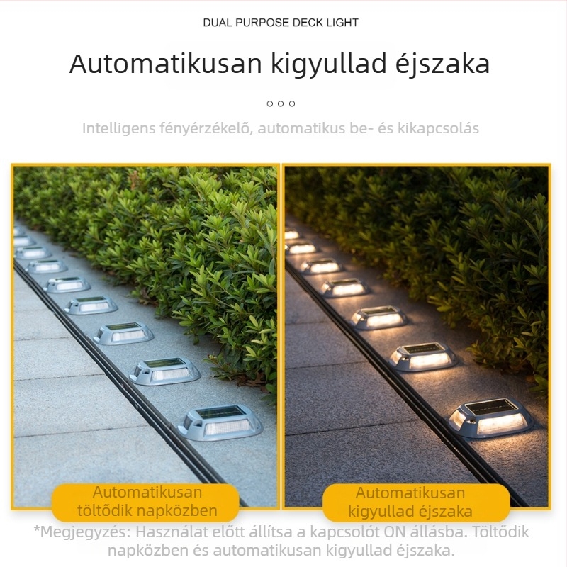 Napelemes föld alatti kültéri lámpa lépcsőkhez, udvarhoz és kerthez – dekoratív ösvény- és fedélzeti világítás, esőálló