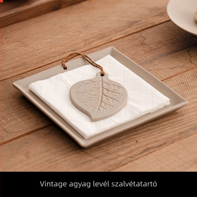 Retro stílusú kerámia papírzsebkendő-tartó és papírtörlő tartó, asztali, négyzetes, modern minimalizmus